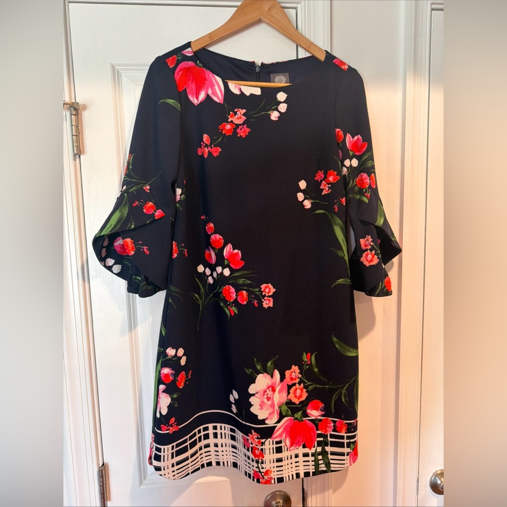 Vince Camuto Navy Dress with Floral Accents